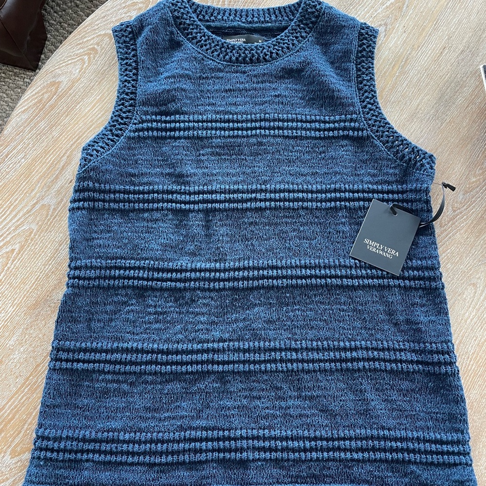 Simply Vera Vera Wang Textured Blue Knit Top